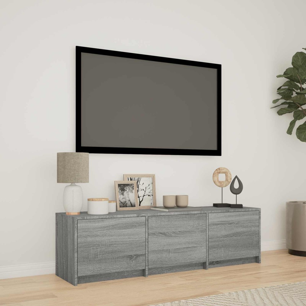 vidaXL Τηλεοπτική βιβλιοθήκη με LED 140x34x40 εκ Γκρι Σονομά