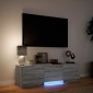 vidaXL Τηλεοπτική βιβλιοθήκη με LED 140x34x40 εκ Γκρι Σονομά