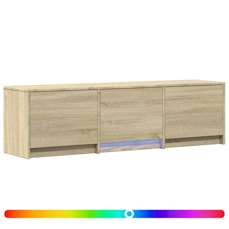 vidaXL Τηλεοπτική βιβλιοθήκη με LED 140 x 34 x 40 εκ Δρύς Sonoma
