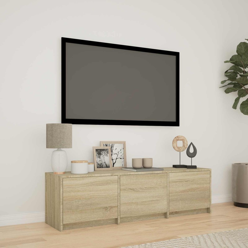 vidaXL Τηλεοπτική βιβλιοθήκη με LED 140 x 34 x 40 εκ Δρύς Sonoma