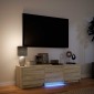vidaXL Τηλεοπτική βιβλιοθήκη με LED 140 x 34 x 40 εκ Δρύς Sonoma