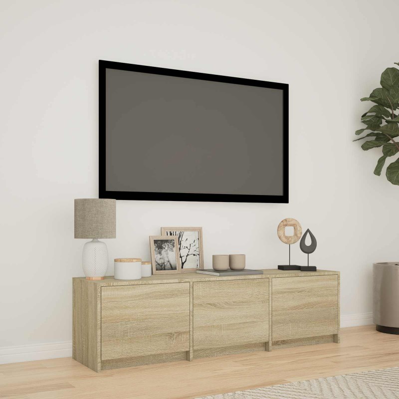 vidaXL Τηλεοπτική βιβλιοθήκη με LED 140 x 34 x 40 εκ Δρύς Sonoma