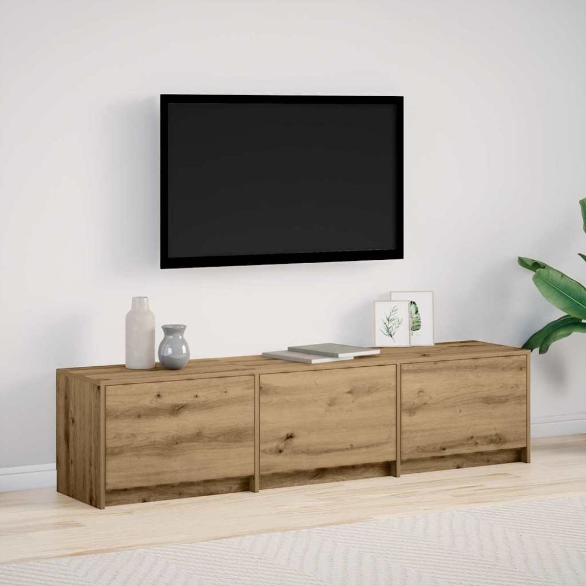 vidaXL Τηλεοπτική βιβλιοθήκη με LED 165 x 34 x 40 εκ.