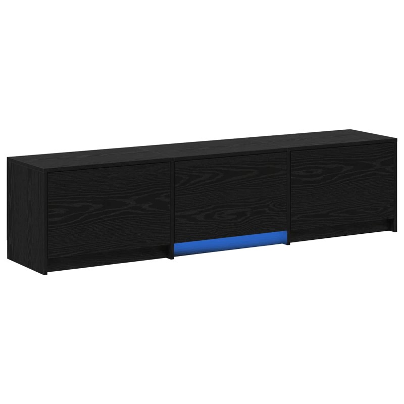 vidaXL Τηλεοπτική βιβλιοθήκη με LED Μαύρη Δρυς 165 x 34 x 40 εκ.