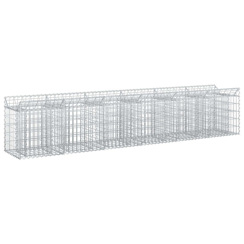 vidaXL Ανασηκωμένο κρεβάτι gabion 2 τμχ. 300 x 50 x 60 εκ Ασημί