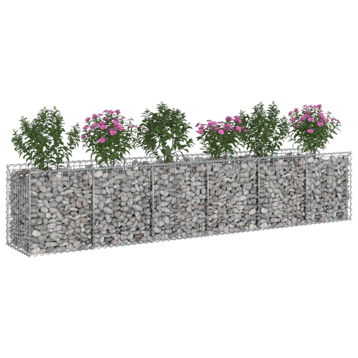 vidaXL Ανασηκωμένο κρεβάτι gabion 2 τμχ. 300 x 50 x 60 εκ Ασημί