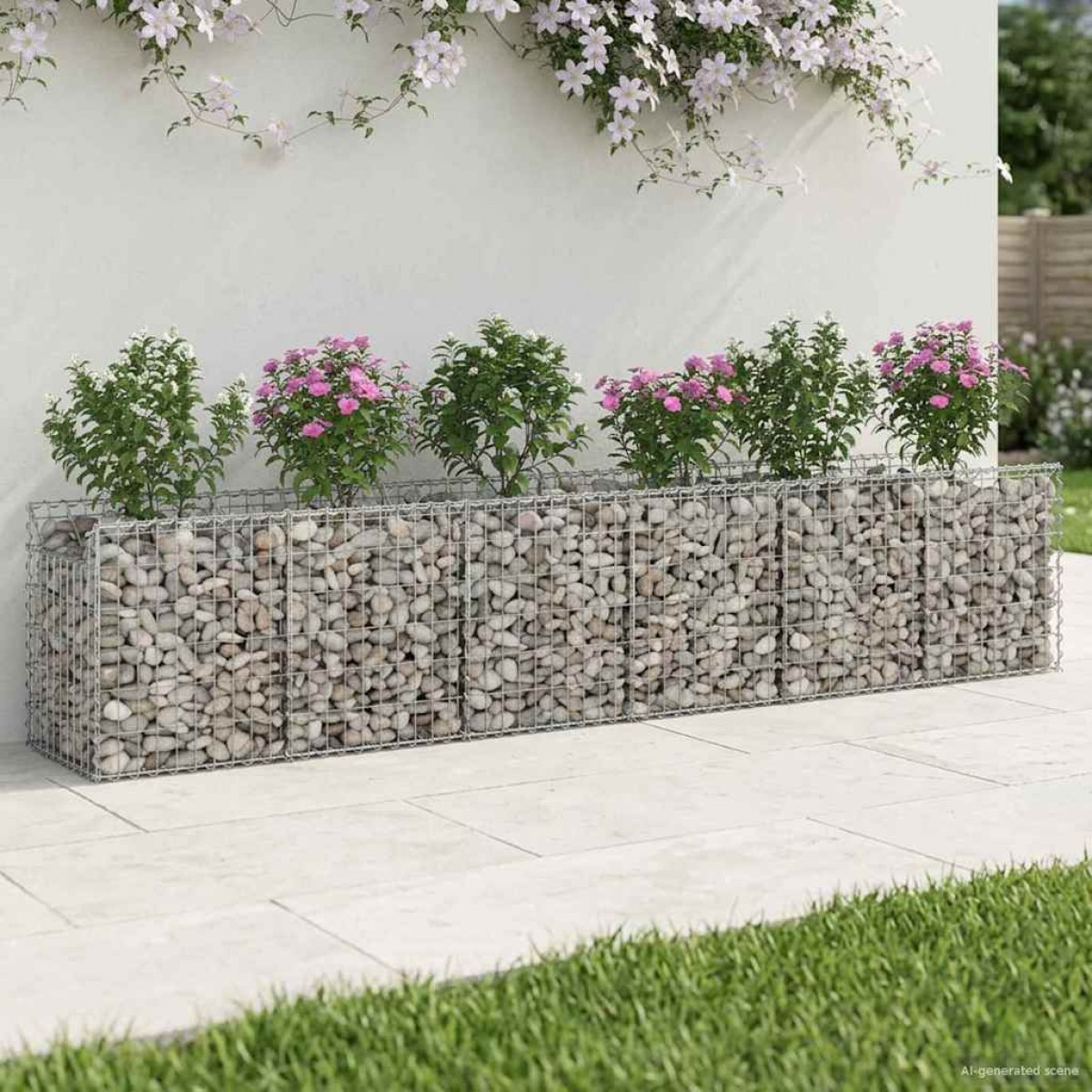 vidaXL Ανασηκωμένο κρεβάτι gabion 2 τμχ. 300 x 50 x 60 εκ Ασημί