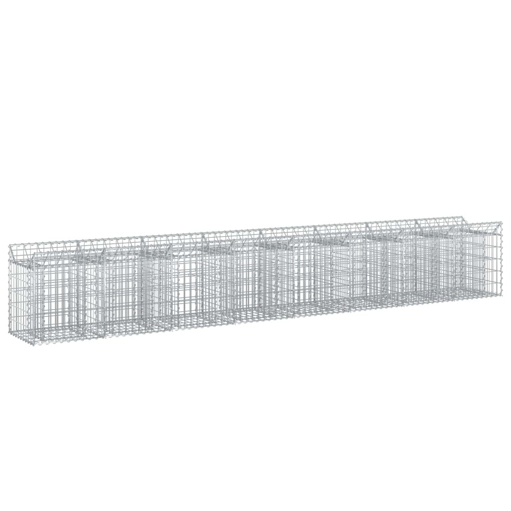 vidaXL Ανασηκωμένο κρεβάτι gabion 2 τμχ. 400 x 50 x 60 εκ Ασημί
