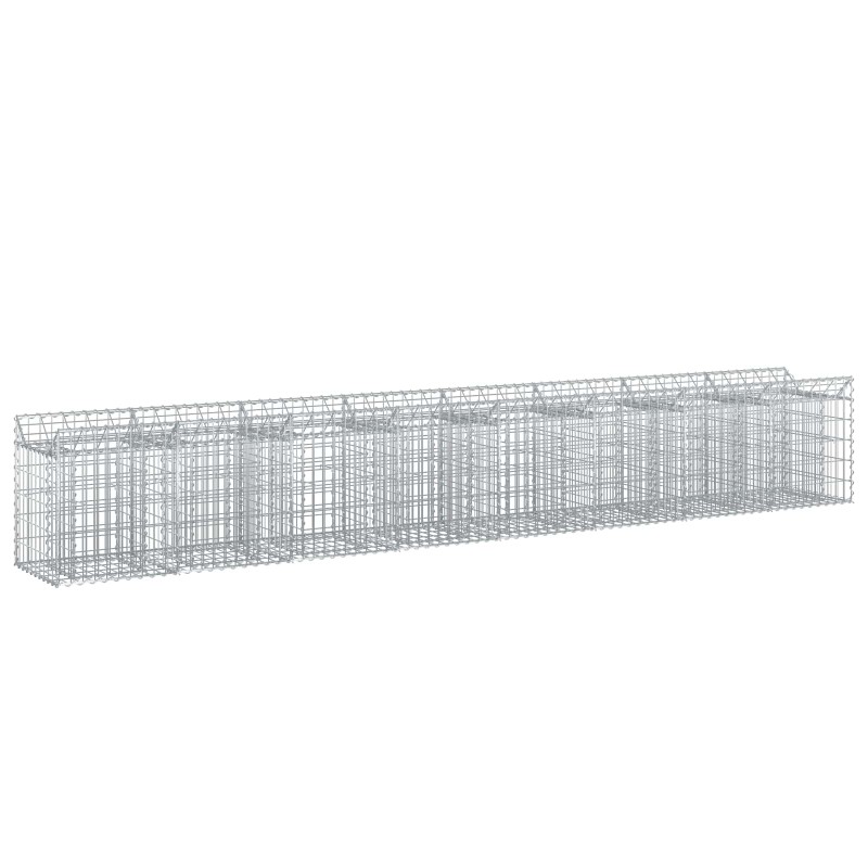 vidaXL Ανασηκωμένο κρεβάτι gabion 2 τμχ. 400 x 50 x 60 εκ Ασημί