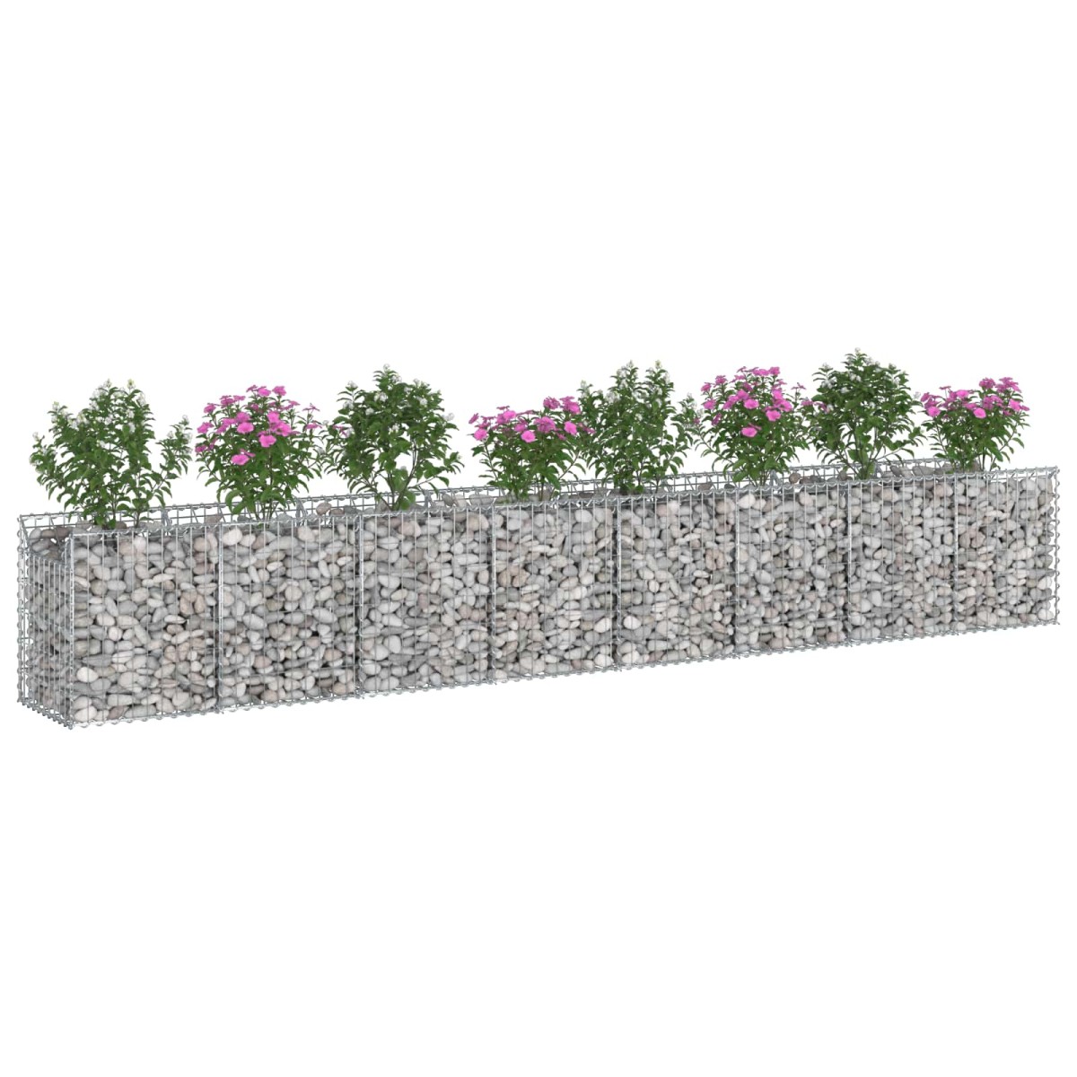 vidaXL Ανασηκωμένο κρεβάτι gabion 2 τμχ. 400 x 50 x 60 εκ Ασημί