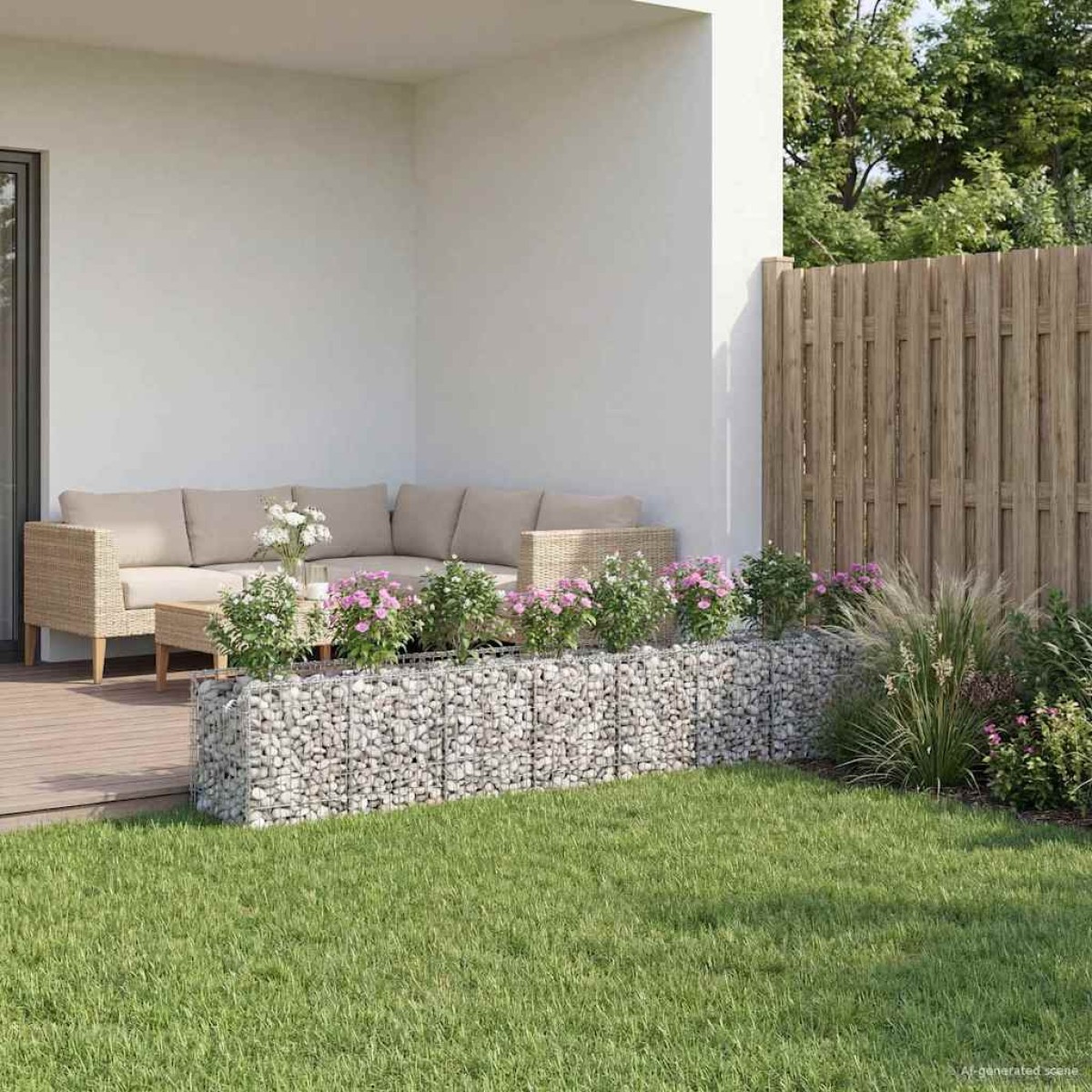 vidaXL Ανασηκωμένο κρεβάτι gabion 2 τμχ. 400 x 50 x 60 εκ Ασημί