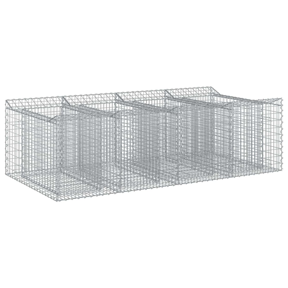 vidaXL Ανασηκωμένο κρεβάτι gabion 2 τμχ. 200 x 100 x 60 εκ Ασημί