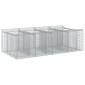 vidaXL Ανασηκωμένο κρεβάτι gabion 2 τμχ. 200 x 100 x 60 εκ Ασημί