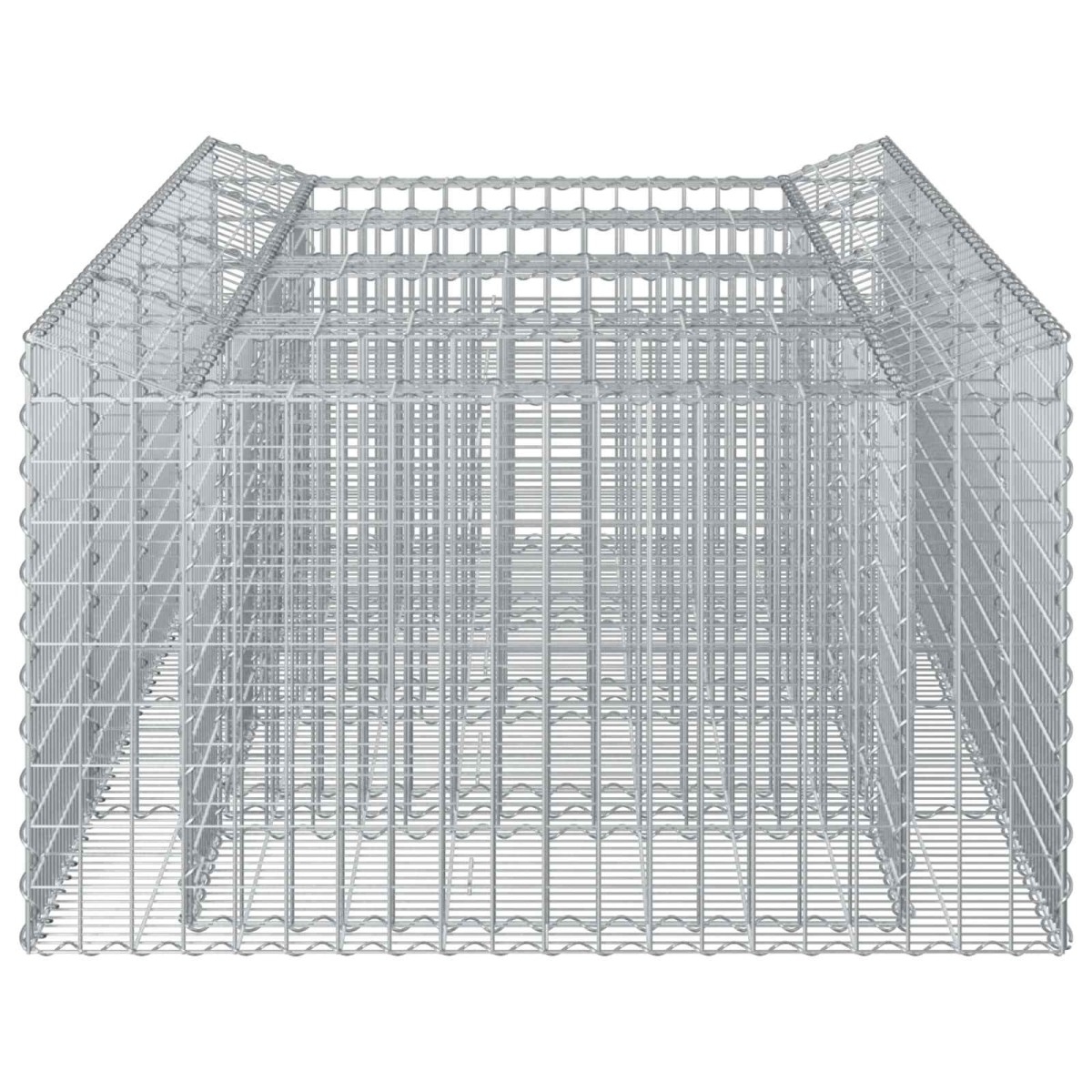 vidaXL Ανασηκωμένο κρεβάτι gabion 2 τμχ. 200 x 100 x 60 εκ Ασημί