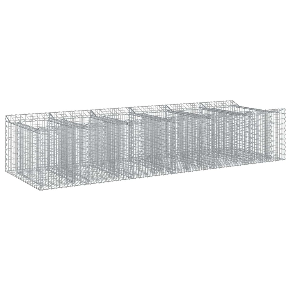 vidaXL Ανασηκωμένο κρεβάτι gabion 2 τμχ. 300 x 100 x 60 εκ Ασημί