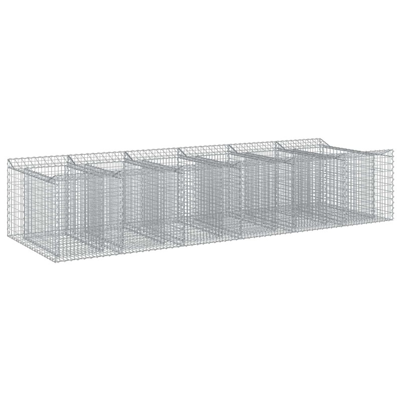 vidaXL Ανασηκωμένο κρεβάτι gabion 2 τμχ. 300 x 100 x 60 εκ Ασημί