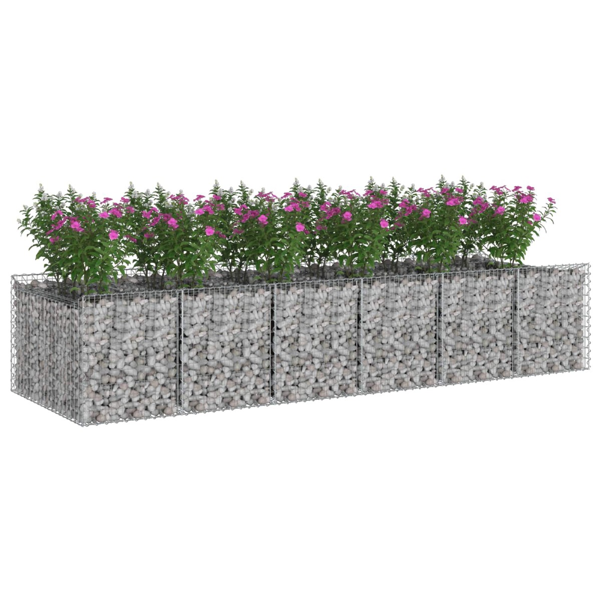 vidaXL Ανασηκωμένο κρεβάτι gabion 2 τμχ. 300 x 100 x 60 εκ Ασημί