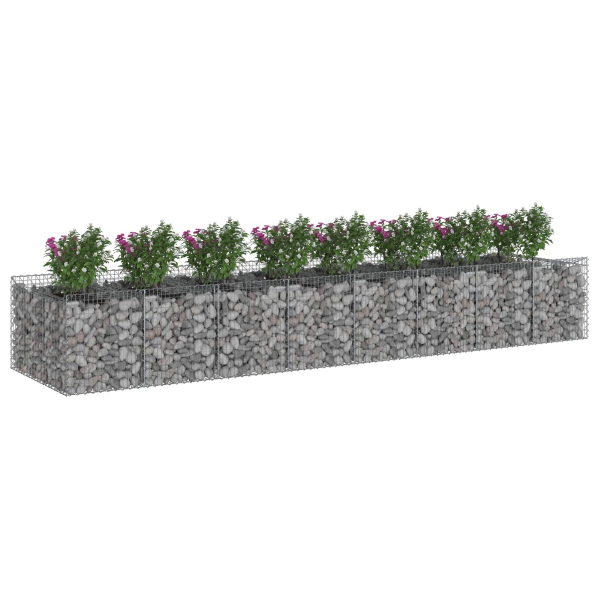vidaXL Ανασηκωμένο κρεβάτι gabion 3 τμχ. 400 x 100 x 60 εκ Ασημί