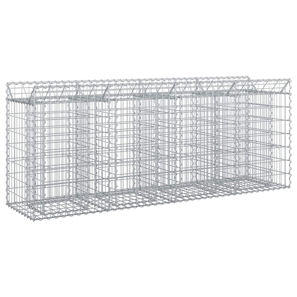 vidaXL Ανασηκωμένο κρεβάτι gabion 2 τμχ. 200 x 50 x 80 εκ Ασημί