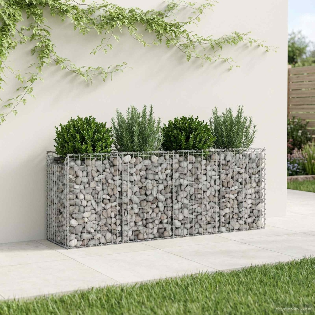 vidaXL Ανασηκωμένο κρεβάτι gabion 2 τμχ. 200 x 50 x 80 εκ Ασημί