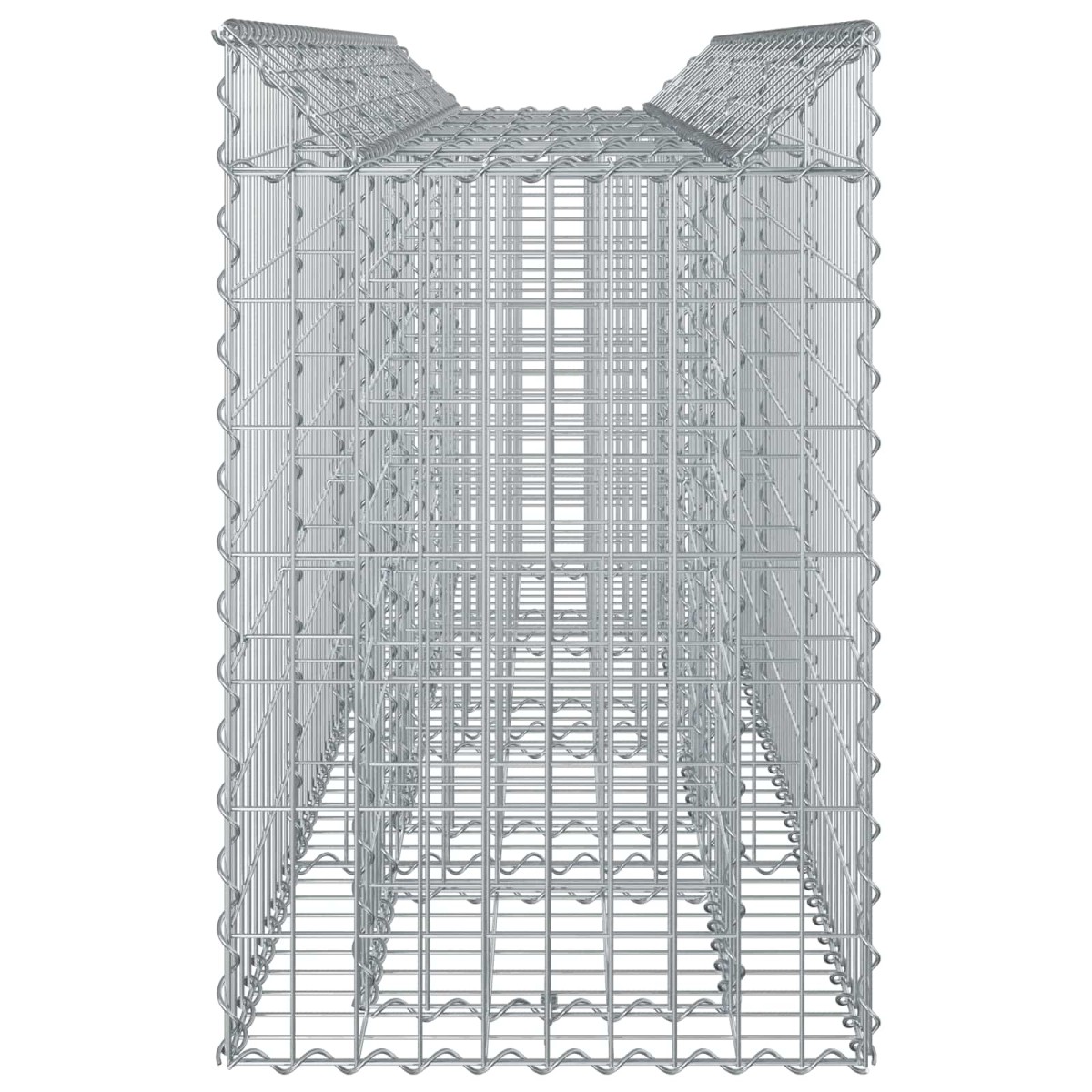 vidaXL Ανασηκωμένο κρεβάτι gabion 2 τμχ. 200 x 50 x 80 εκ Ασημί