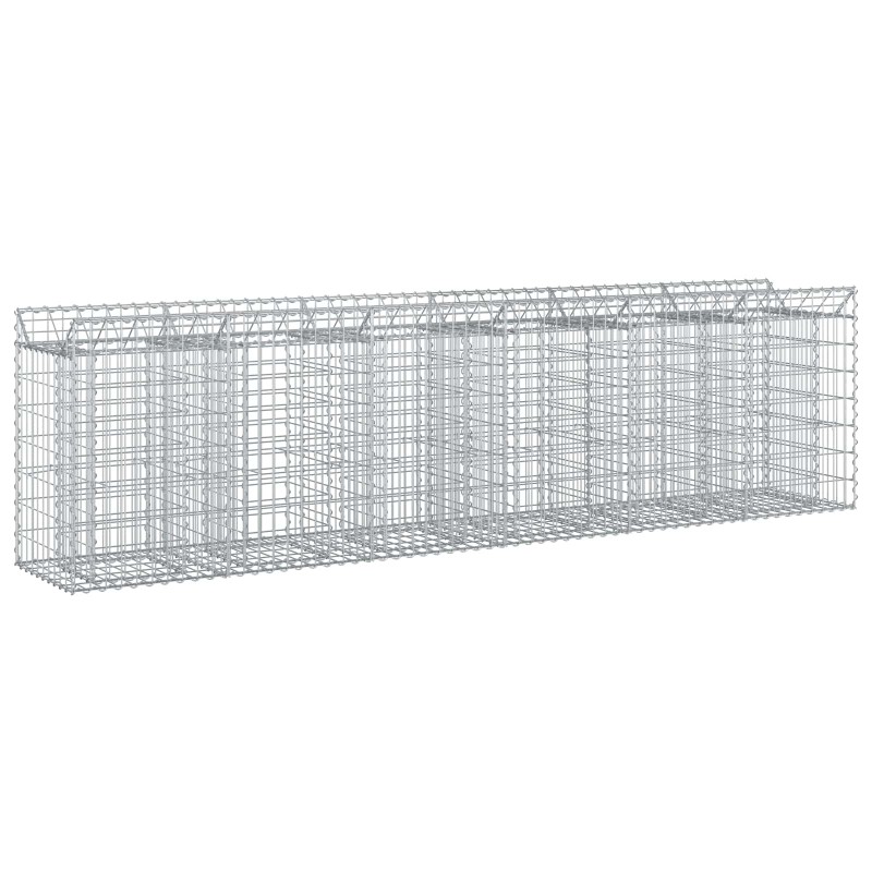 vidaXL Ανασηκωμένο κρεβάτι gabion 2 τμχ. 300 x 50 x 80 εκ Ασημί