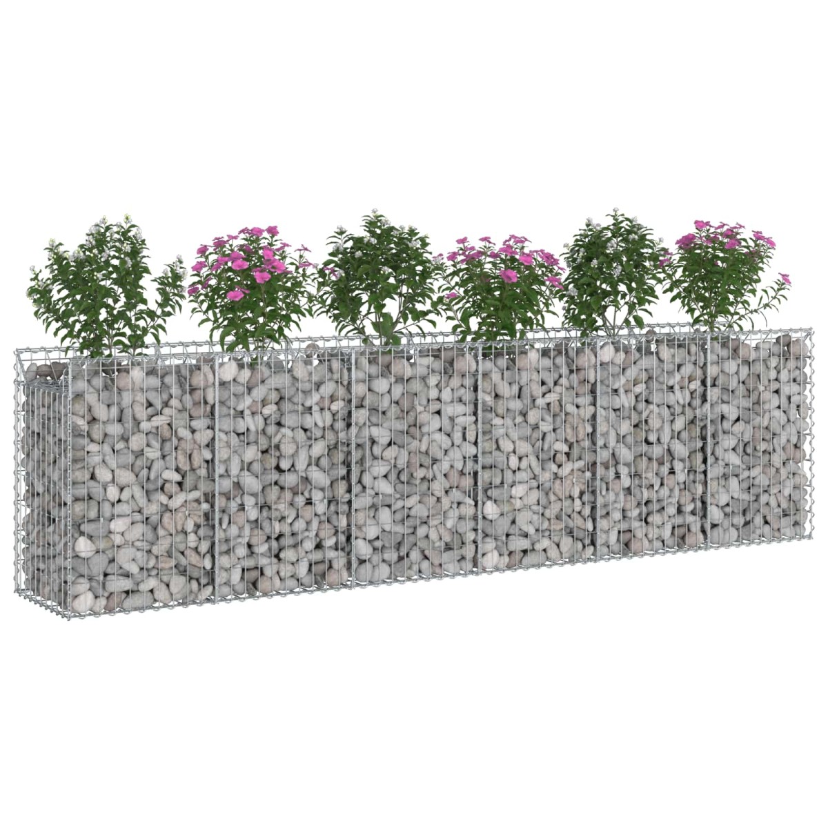 vidaXL Ανασηκωμένο κρεβάτι gabion 2 τμχ. 300 x 50 x 80 εκ Ασημί