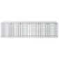 vidaXL Ανασηκωμένο κρεβάτι gabion 2 τμχ. 300 x 50 x 80 εκ Ασημί