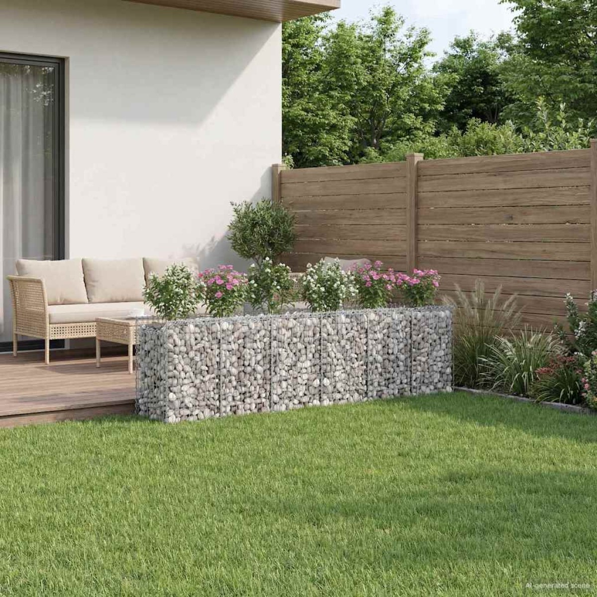 vidaXL Ανασηκωμένο κρεβάτι gabion 3 τμχ. 400 x 50 x 80 εκ Ασημί