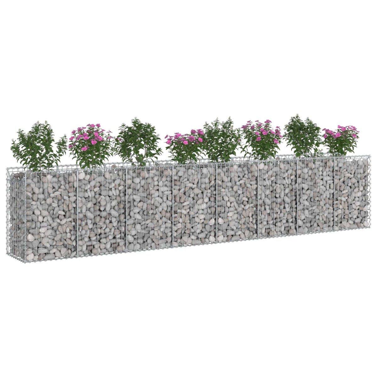 vidaXL Ανασηκωμένο κρεβάτι gabion 3 τμχ. 400 x 50 x 80 εκ Ασημί