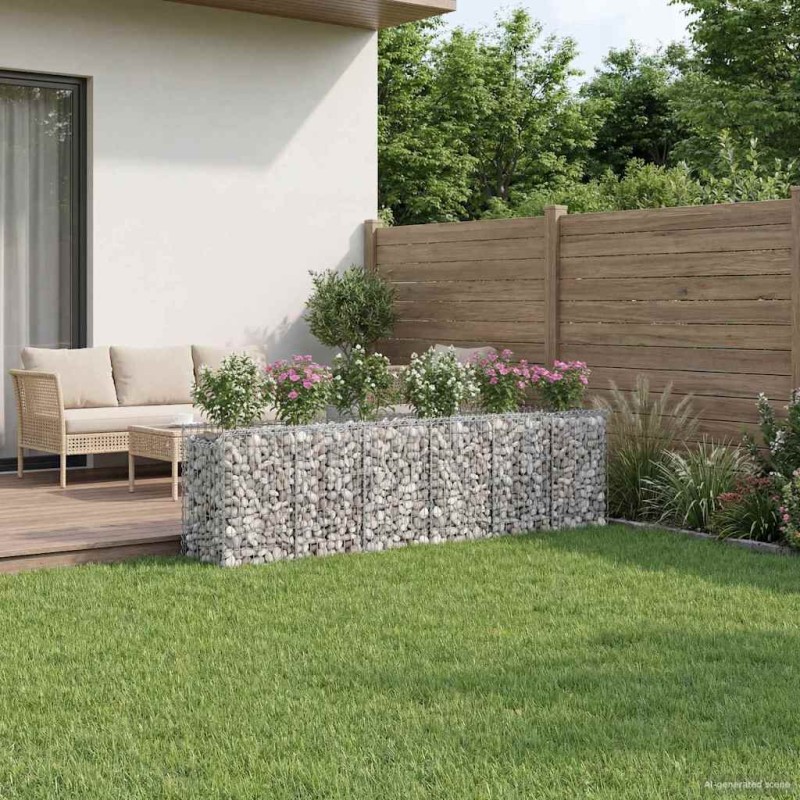 vidaXL Ανασηκωμένο κρεβάτι gabion 3 τμχ. 400 x 50 x 80 εκ Ασημί