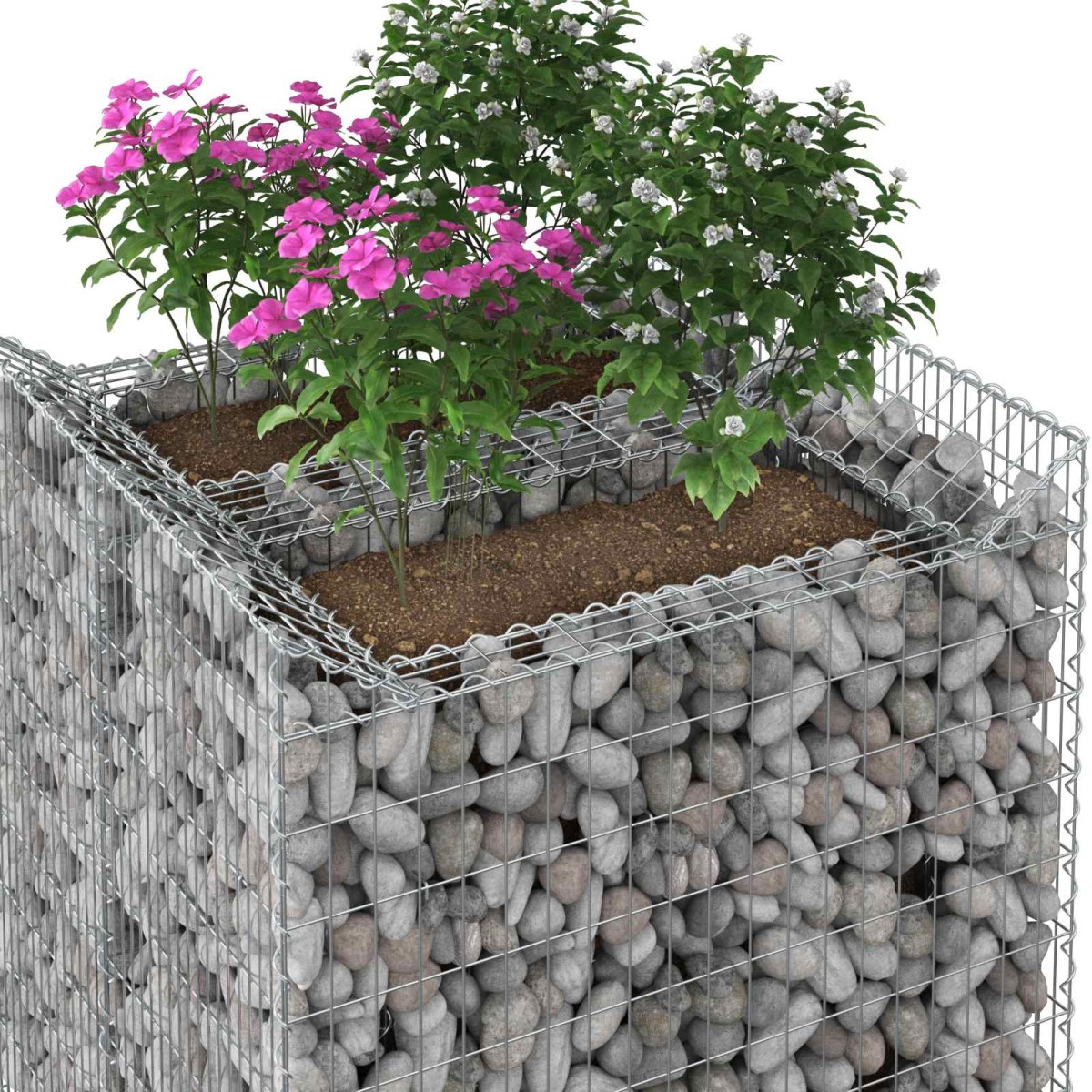 vidaXL Ανασηκωμένο κρεβάτι gabion 2 τμχ. 100 x 100 x 100 cm Ασημί