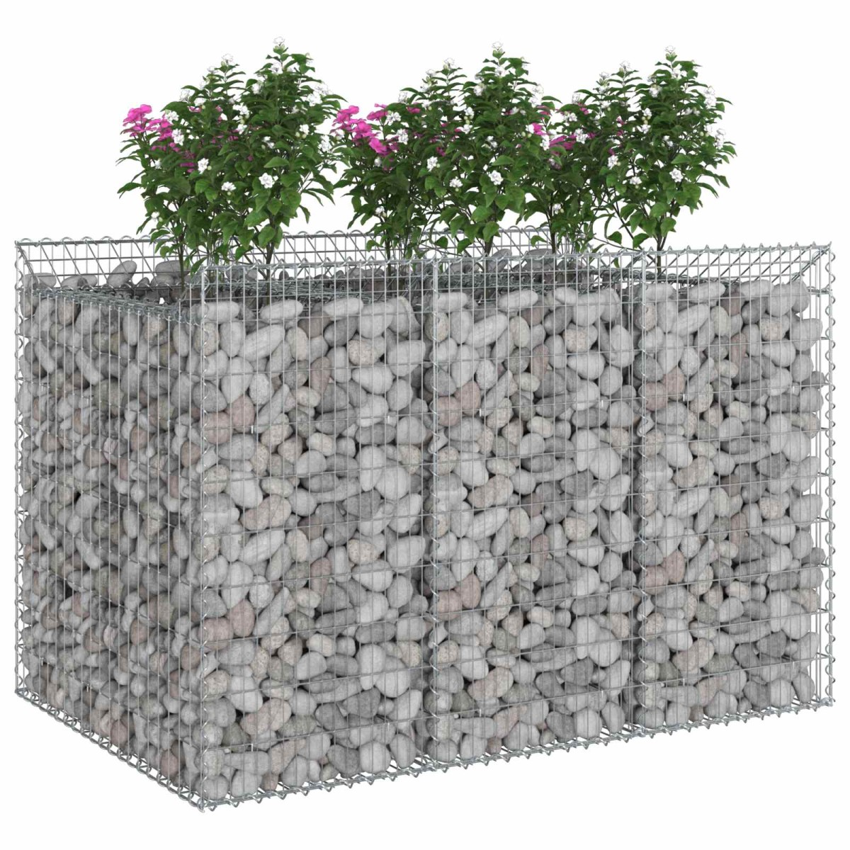 vidaXL Ανασηκωμένο κρεβάτι gabion 2 τμχ. 150 x 100 x 100 cm Ασημί