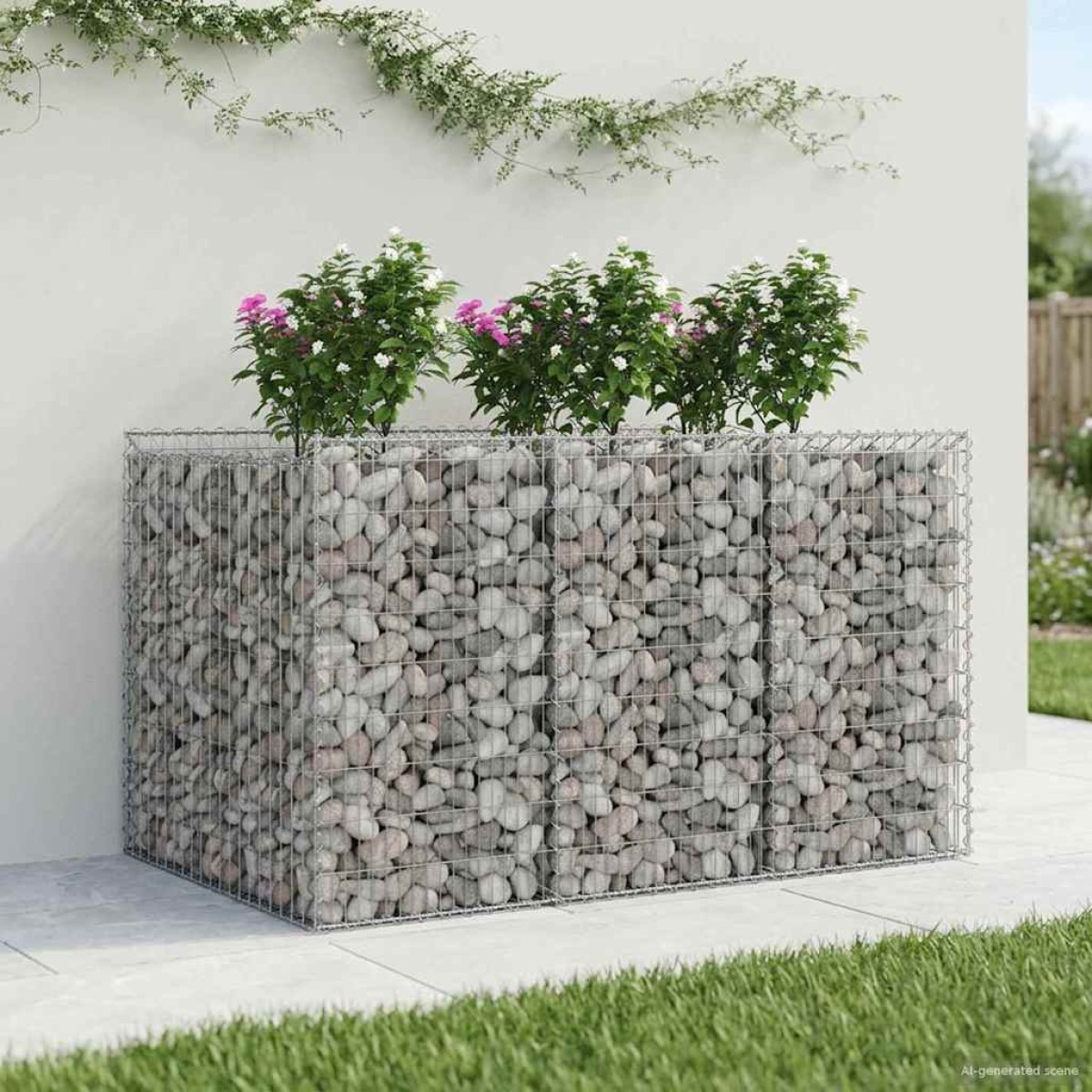 vidaXL Ανασηκωμένο κρεβάτι gabion 2 τμχ. 150 x 100 x 100 cm Ασημί