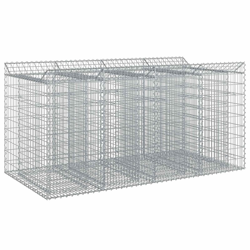 vidaXL Ανασηκωμένο κρεβάτι gabion 2 τμχ. 200 x 100 x 100 cm Ασημί