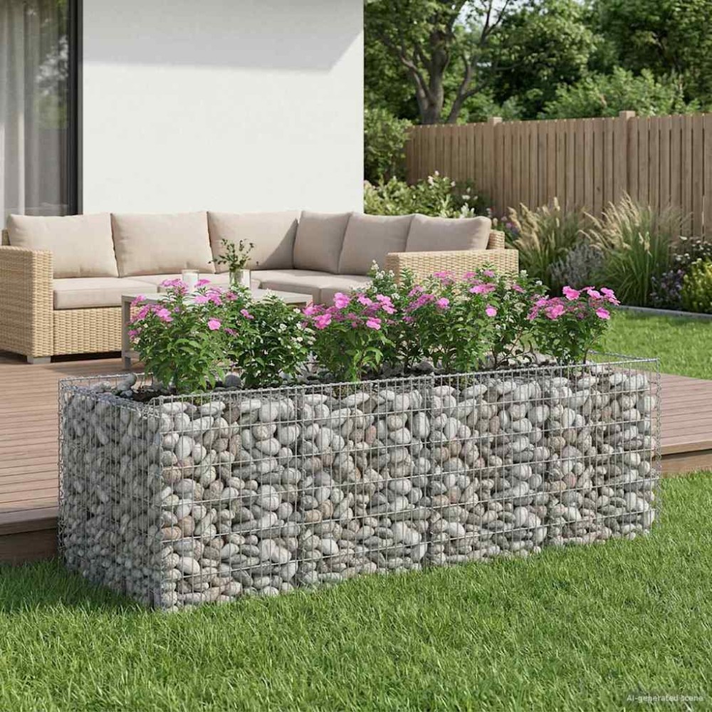 vidaXL Ανασηκωμένο κρεβάτι gabion 2 τμχ. 200 x 100 x 100 cm Ασημί