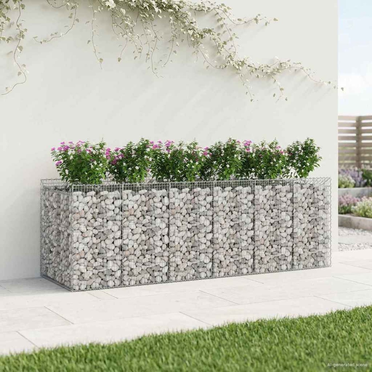 vidaXL Ανασηκωμένο κρεβάτι gabion 3 τμχ. 300 x 100 x 100 cm Ασημί