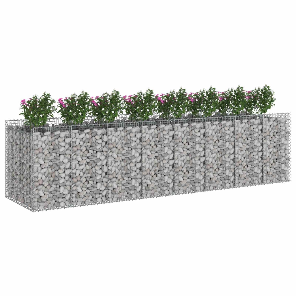 vidaXL Ανασηκωμένο κρεβάτι gabion 4 τμχ. 400 x 100 x 100 cm Ασημί