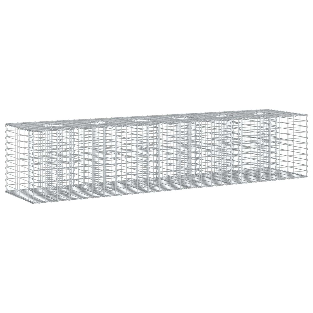 vidaXL Ανασηκωμένο κρεβάτι gabion 2 τμχ. 260 x 60 x 55 εκ Ασημί
