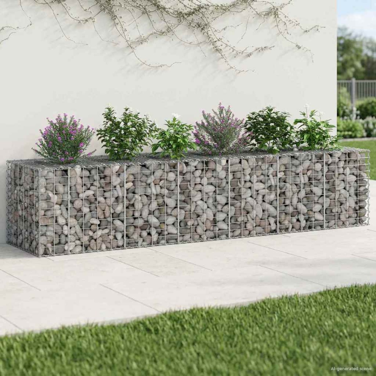 vidaXL Ανασηκωμένο κρεβάτι gabion 2 τμχ. 260 x 60 x 55 εκ Ασημί