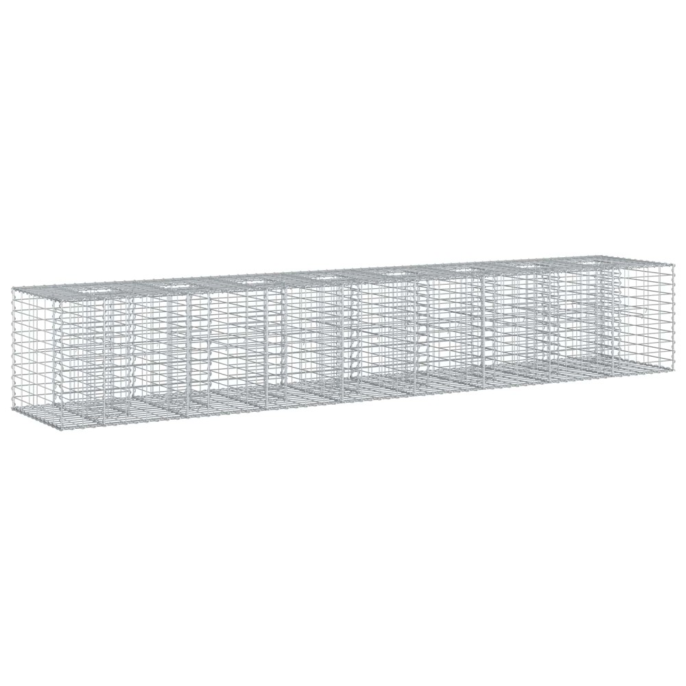 vidaXL Ανασηκωμένο κρεβάτι gabion 2 τμχ. 340 x 60 x 55 εκ Ασημί