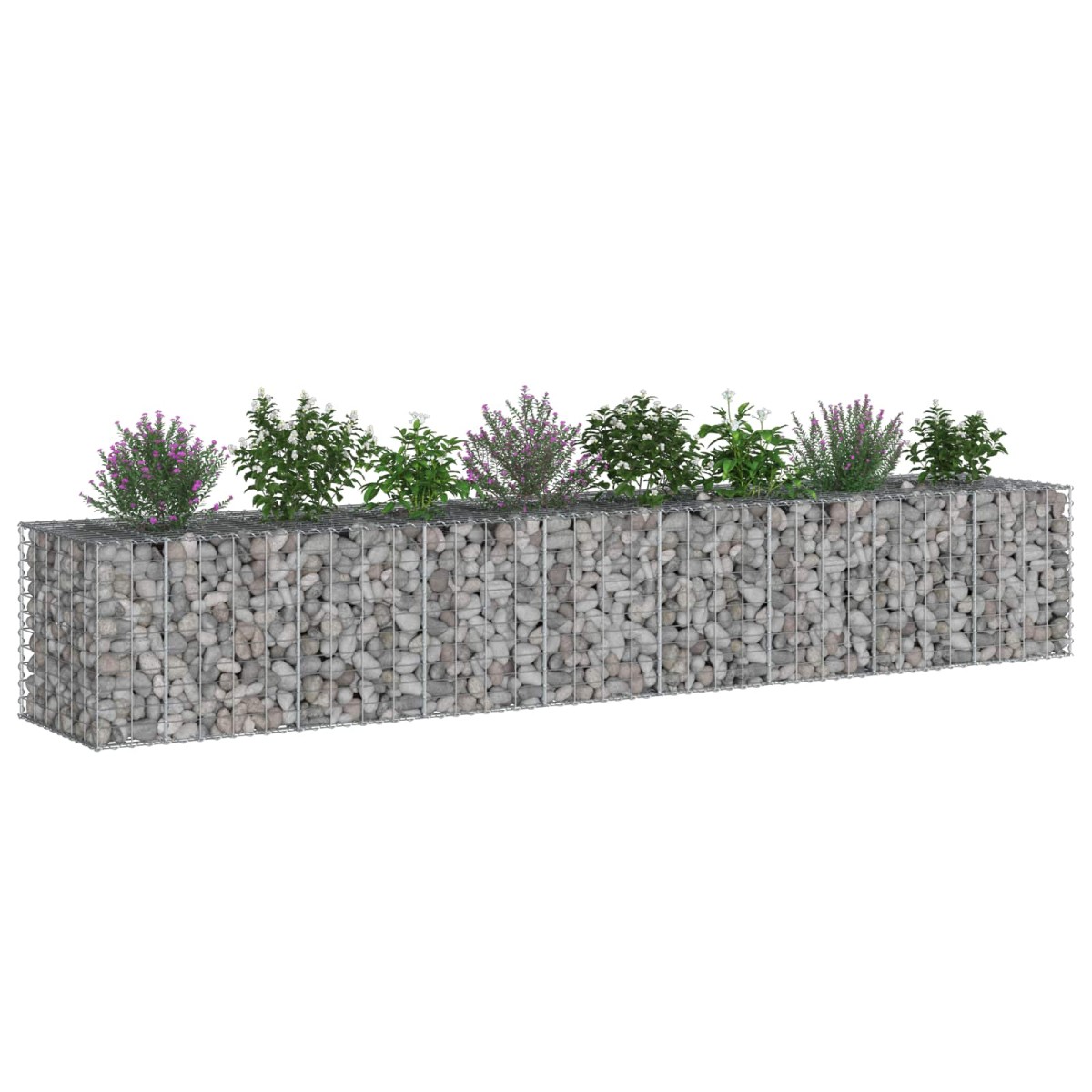 vidaXL Ανασηκωμένο κρεβάτι gabion 2 τμχ. 340 x 60 x 55 εκ Ασημί