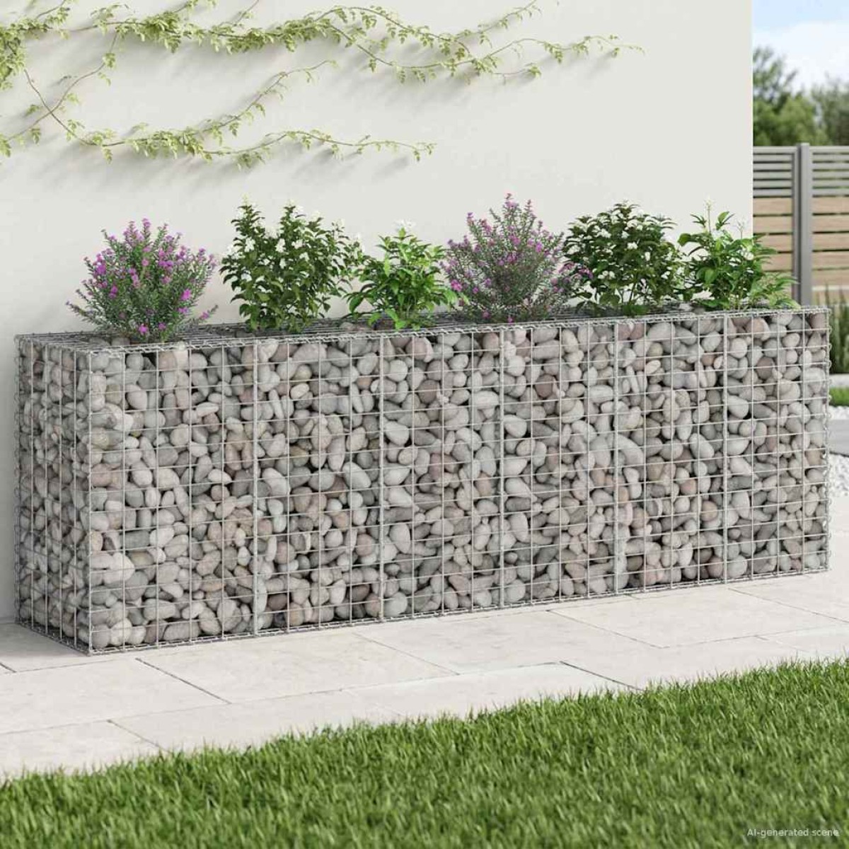 vidaXL Ανασηκωμένο κρεβάτι gabion 2 τμχ. 250 x 50 x 80 εκ Ασημί