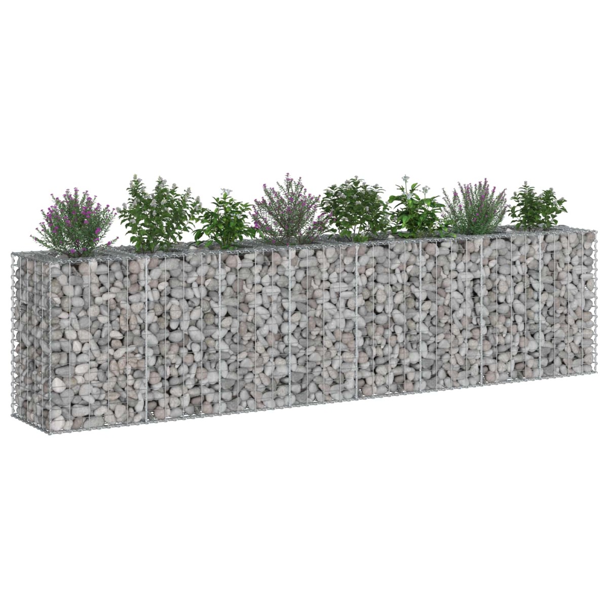 vidaXL Ανασηκωμένο κρεβάτι gabion 2 τμχ. 330 x 50 x 80 εκ Ασημί
