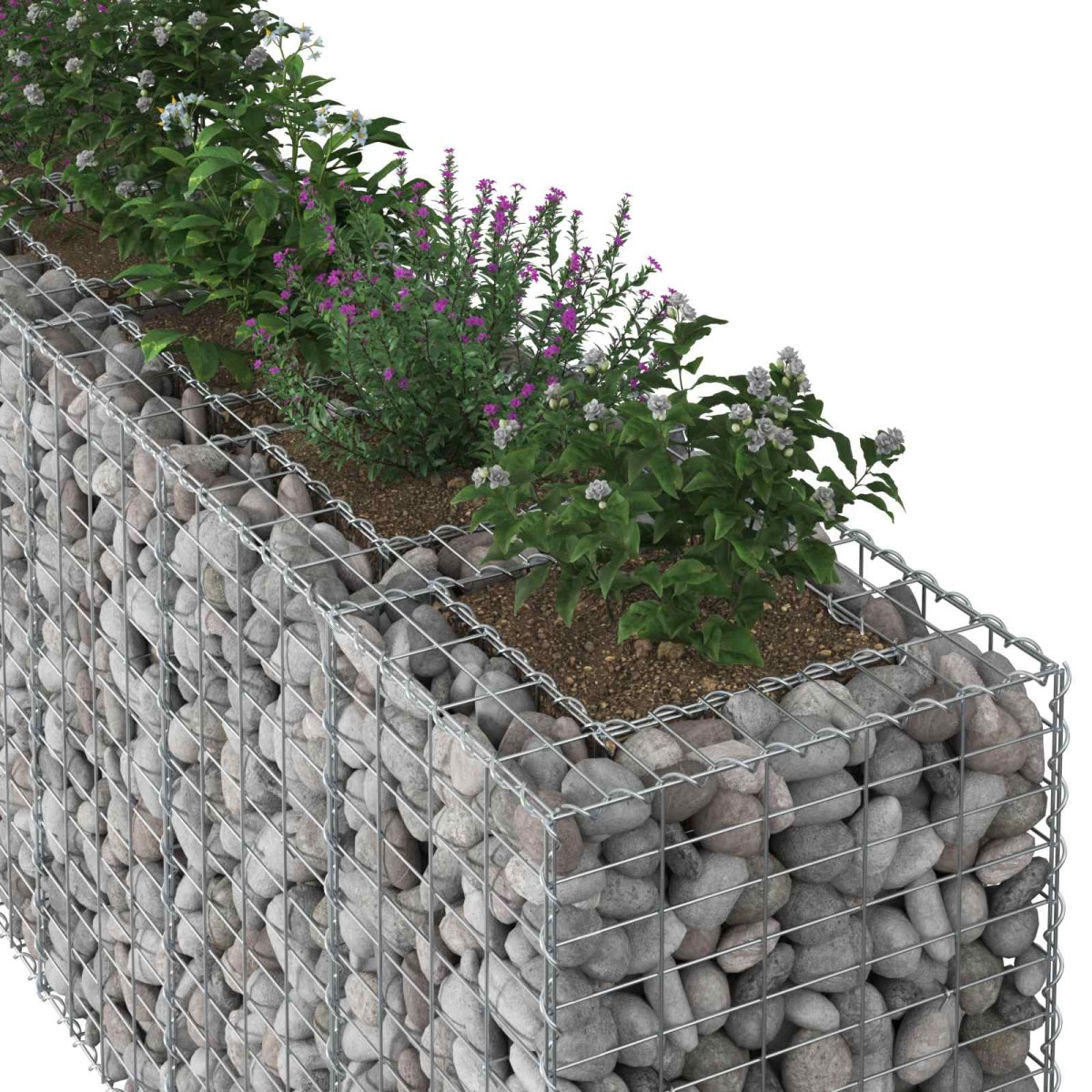 vidaXL Ανασηκωμένο κρεβάτι gabion 2 τμχ. 330 x 50 x 80 εκ Ασημί