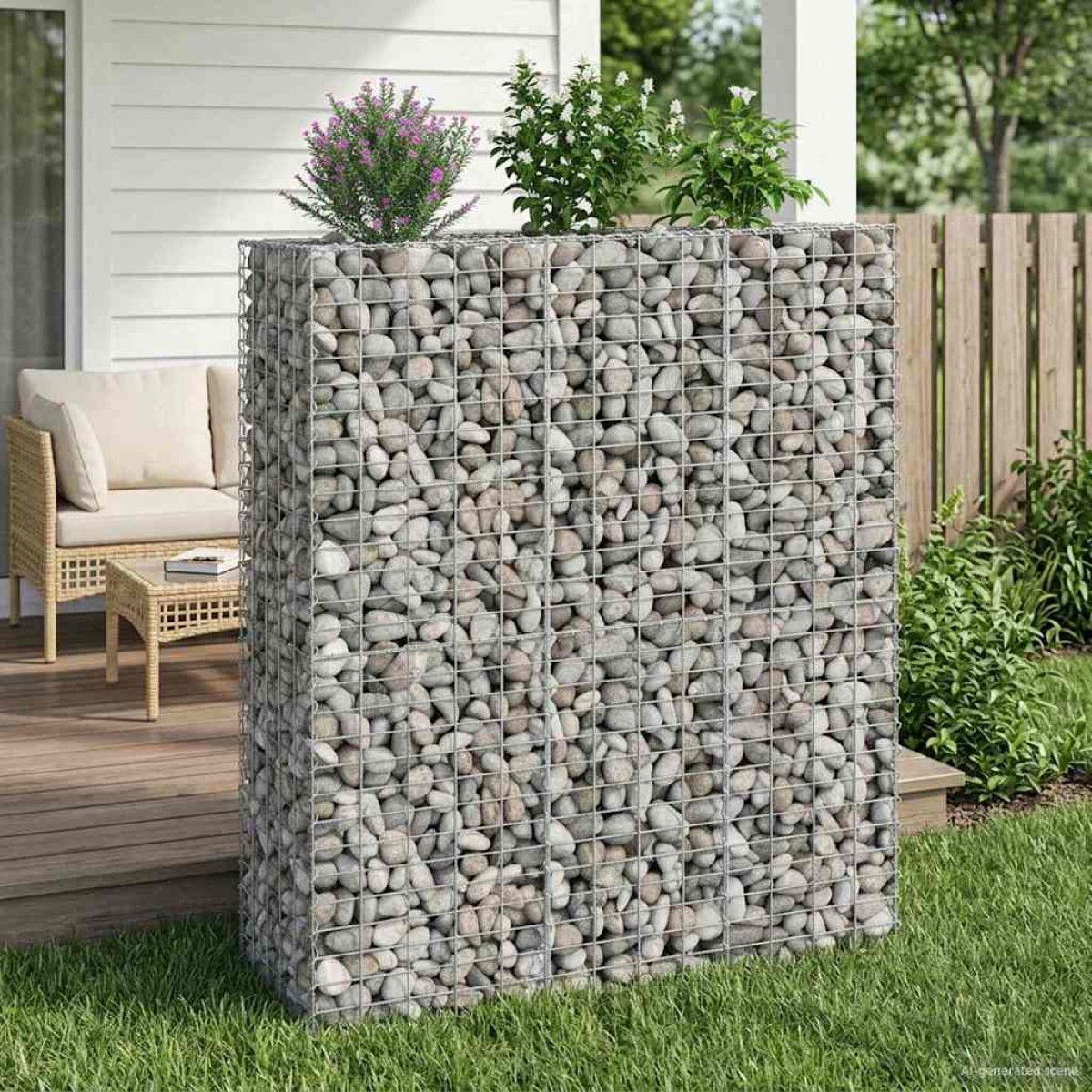 vidaXL Ανασηκωμένο κρεβάτι gabion 2 τμχ. 130 x 50 x 150 εκ Ασημί