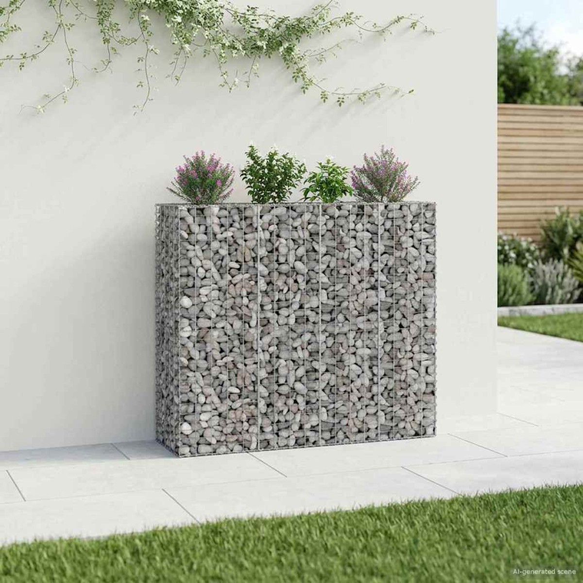 vidaXL Ανασηκωμένο κρεβάτι gabion 2 τμχ. 170 x 50 x 150 εκ Ασημί