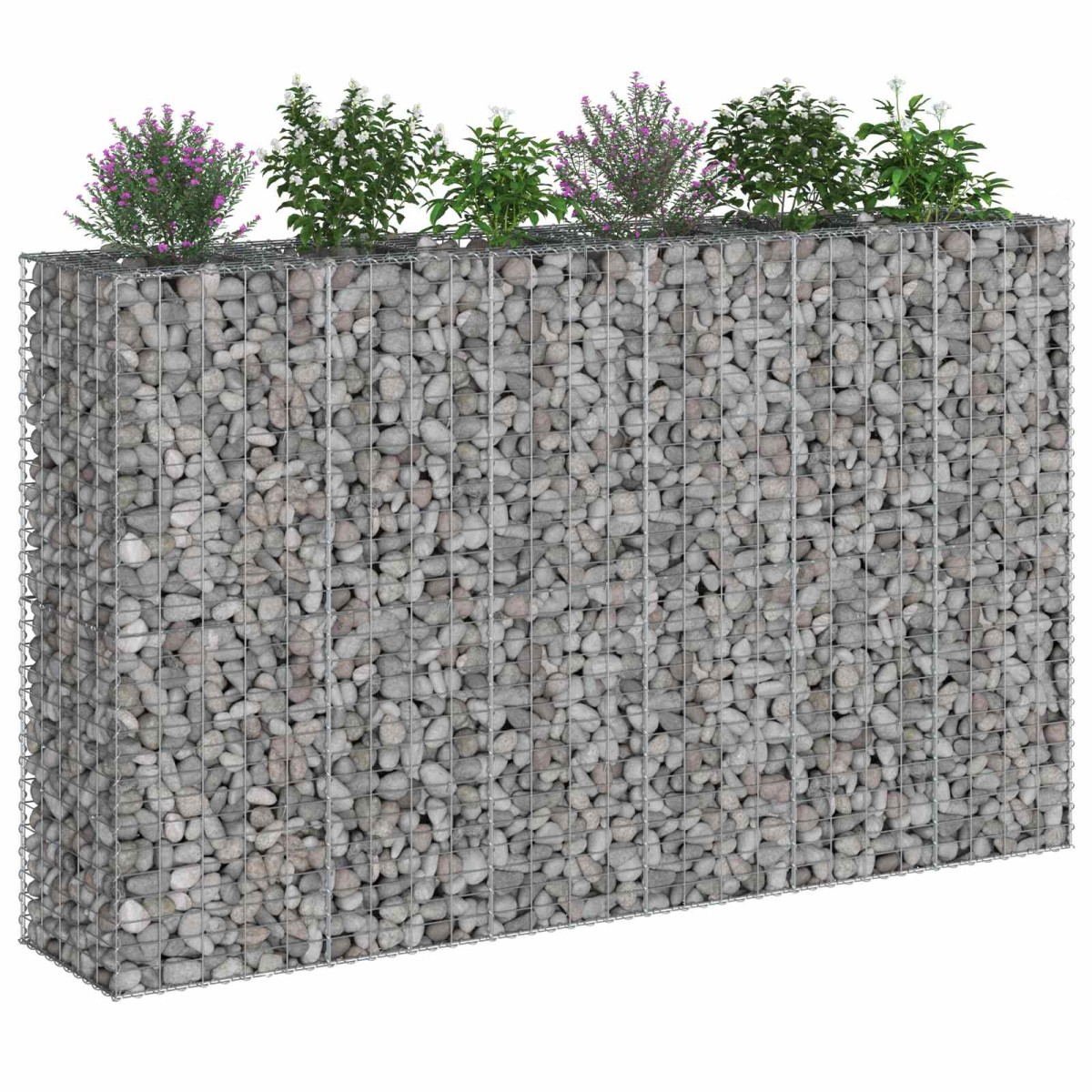 vidaXL Ανασηκωμένο κρεβάτι gabion 3 τμχ. 250 x 50 x 150 εκ Ασημί