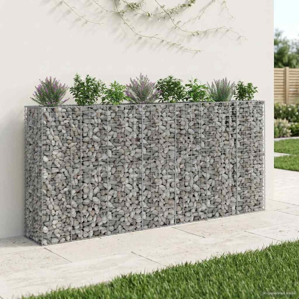 vidaXL Ανασηκωμένο κρεβάτι gabion 4 τμχ. 330 x 50 x 150 εκ Ασημί