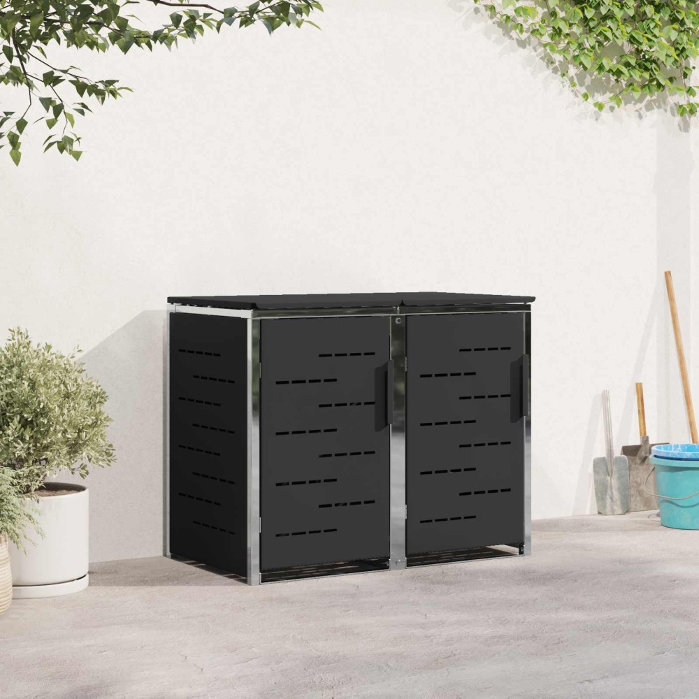 vidaXL Αποθήκευση Κάδου Γυρίσματος for 2 Bins 240L Ανοξείδωτο Ατσάλι
